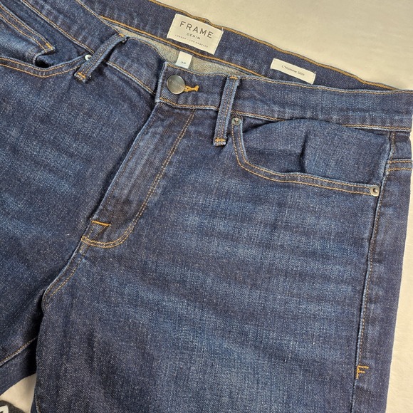 Frame L'Homme slim Fit Jeans Men sz 36x32 uptown Dark Wash Denim - Picture 1 of 10